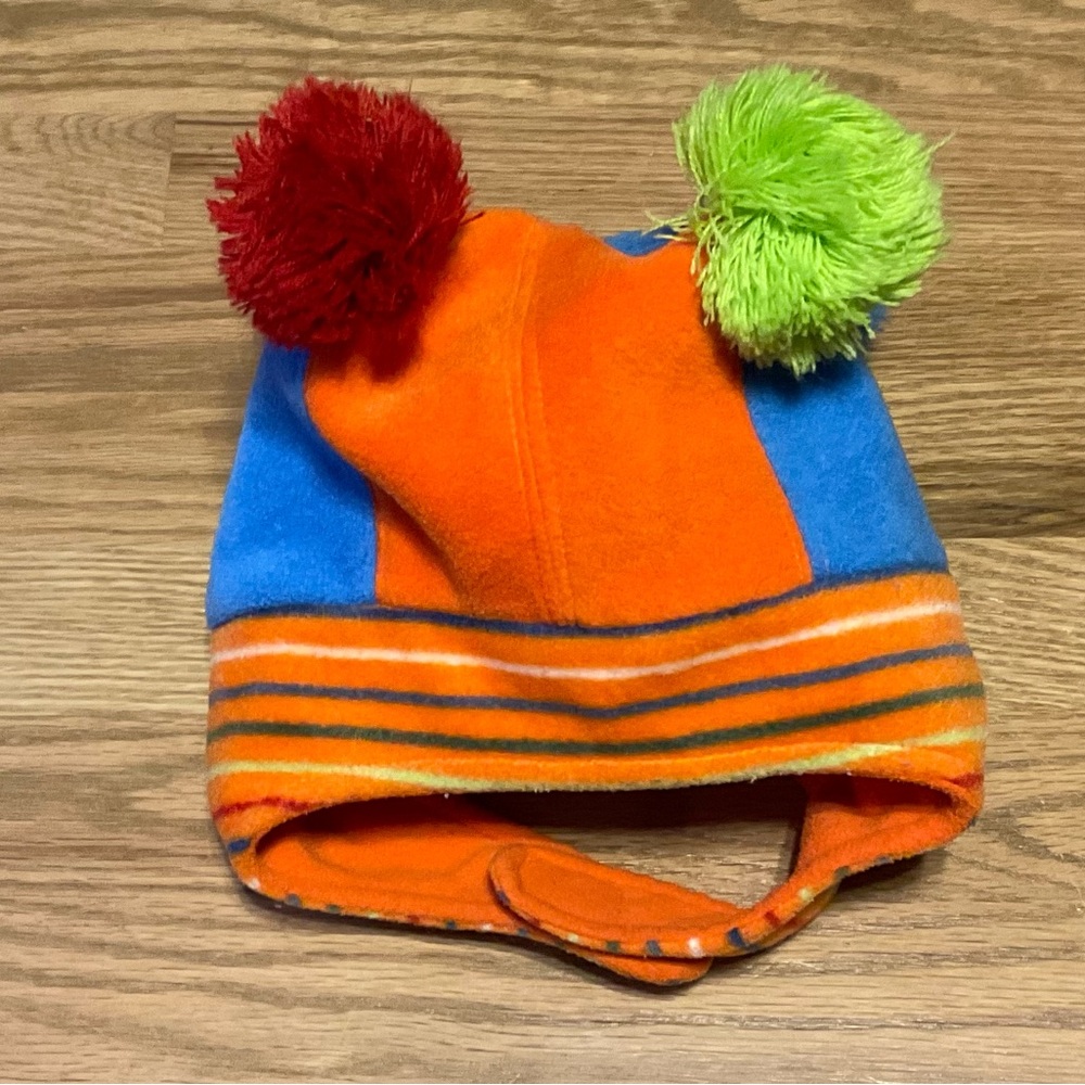 Vintage Baby Gap Winter Fleece Hat. Unisex. Multicolor. Velcro Strap. Toddler